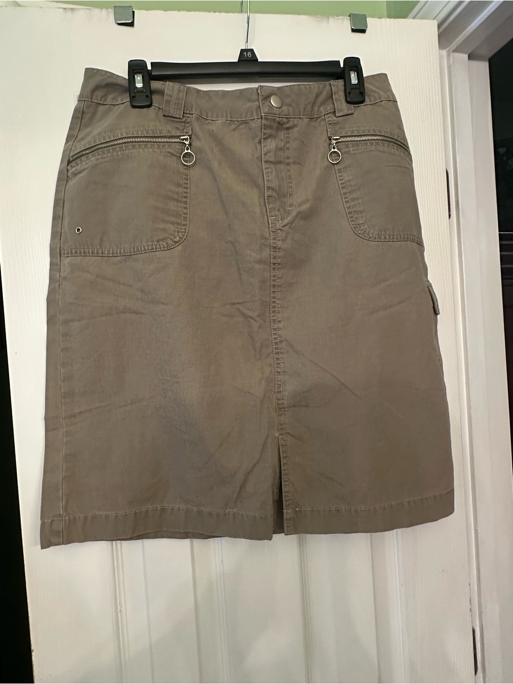 French Cuff Cotton Khaki Skirt